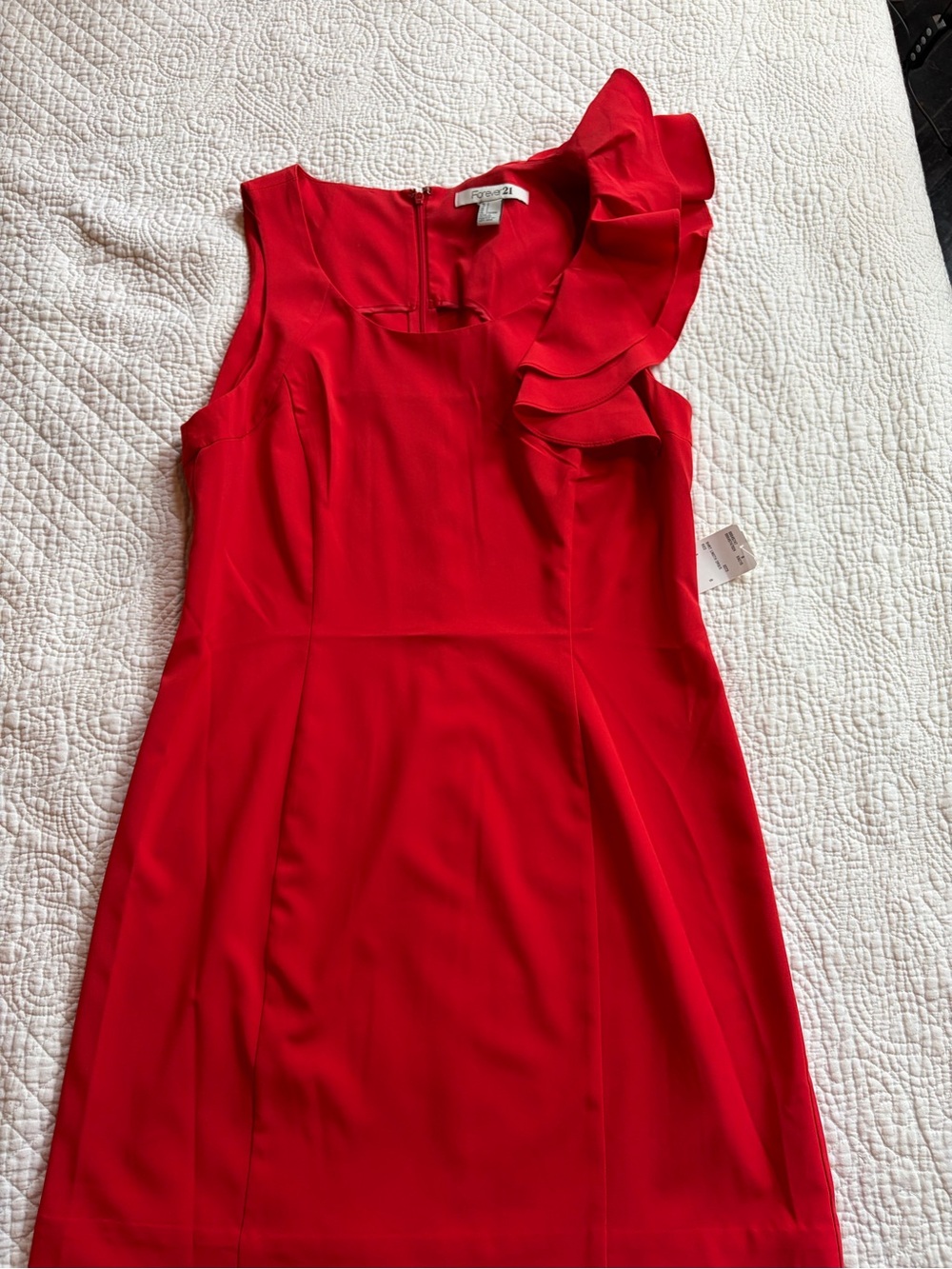 NWT Forever 21 Red One-Shoulder Ruffle Sheath Dress